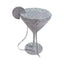 CrystaTini Stemmed Cocktail Clutch with Lemon Slice & Mirror Lid in Silver - WAAMII