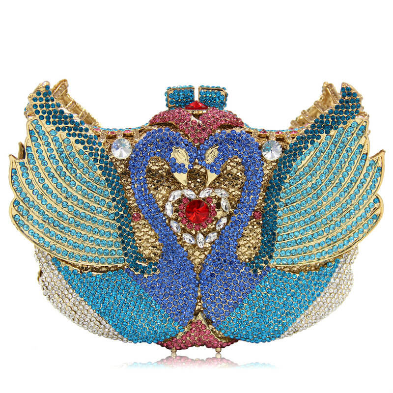 Swan Embrace Crystal Evening Clutch in Light Blue - WAAMII