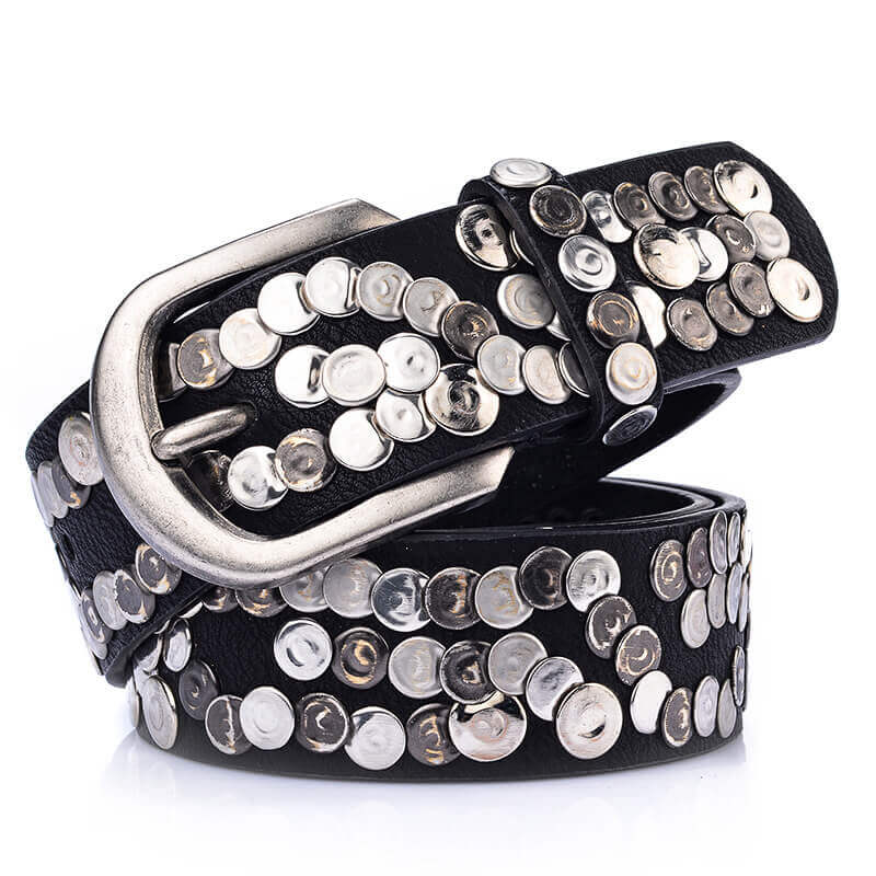 Sera Chrome Vintage Skinny Studded Leather Belt - Main product view (1) - WAAMII