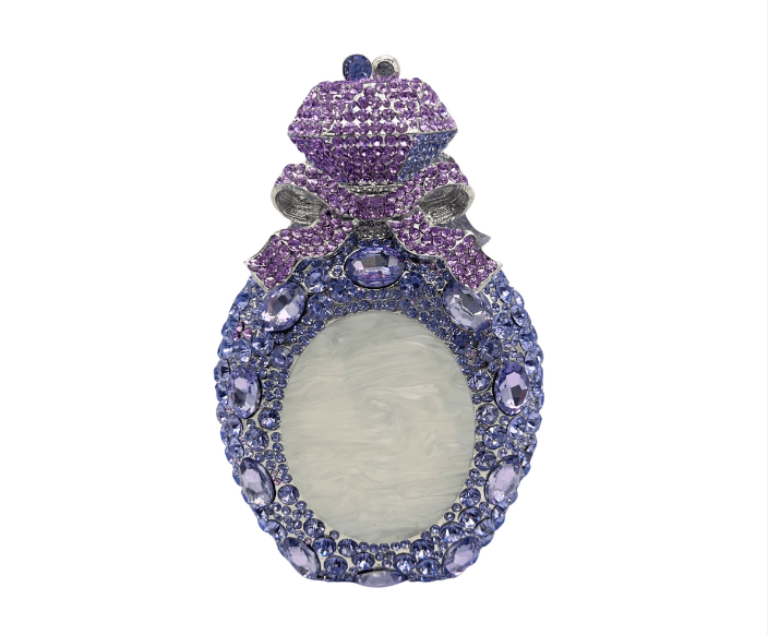 Jade Elixir Bottle-Shaped Crystal Clutch in Oval Purple - WAAMII