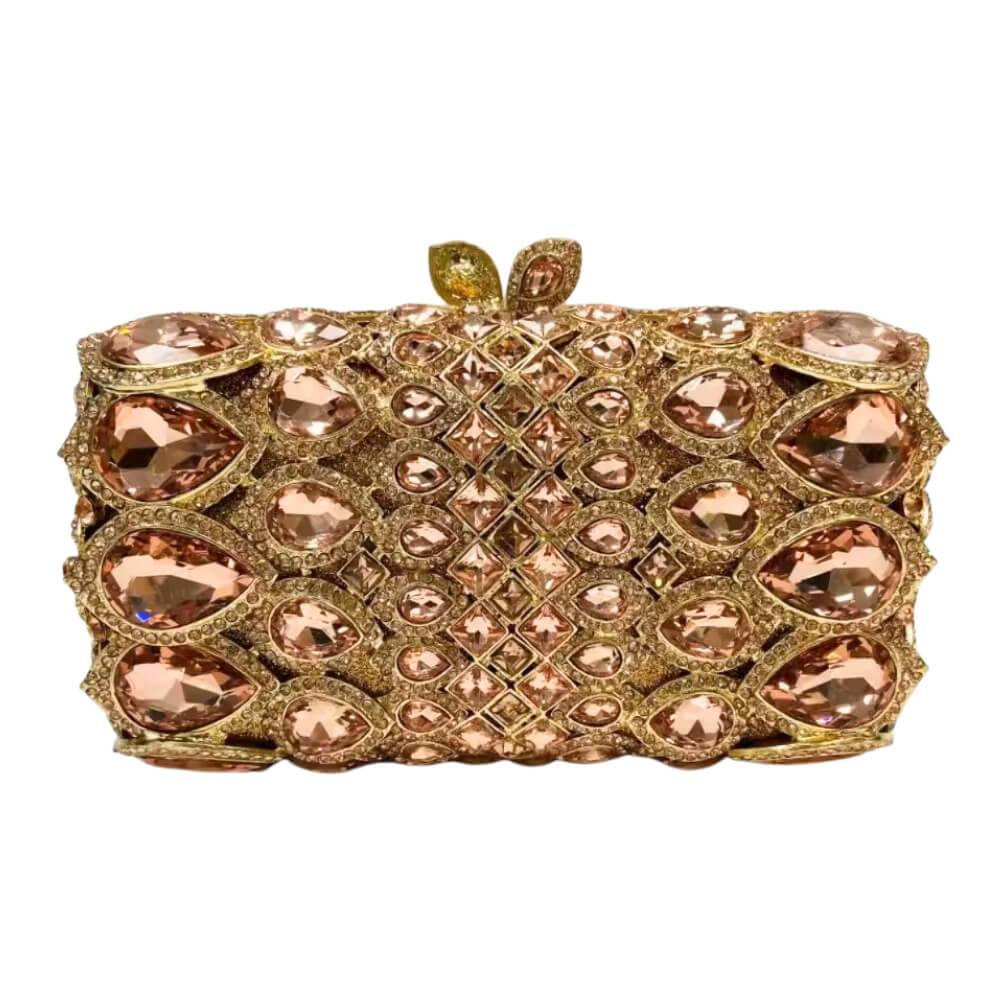 Rainora Droplets Rhinestone Clutch in Champagne - WAAMII
