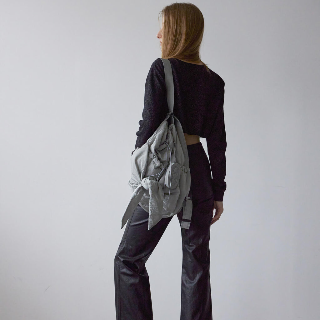 Bowknot Drawstring Embroidered Backpack 2-in-1 Shoulder Bag - 详情-02 view - WAAMII