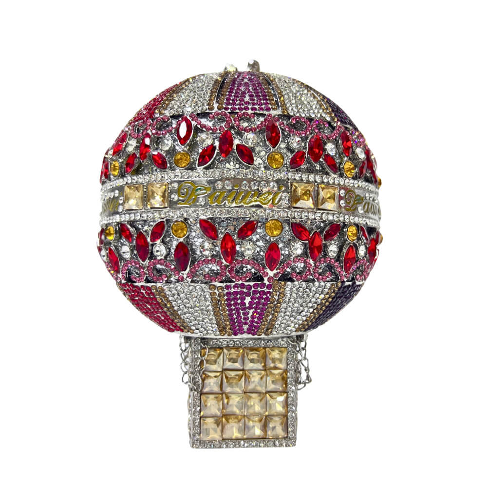 SkyLure Crystal Evening Clutch with Mini Basket in Silver Rainbow - WAAMII