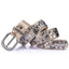 Sera Chrome Vintage Skinny Studded Leather Belt in Light Gold - WAAMII