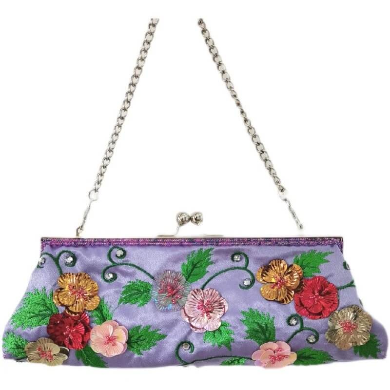 Elegant Handcrafted Beaded Embroidery Clip Clutch Purse