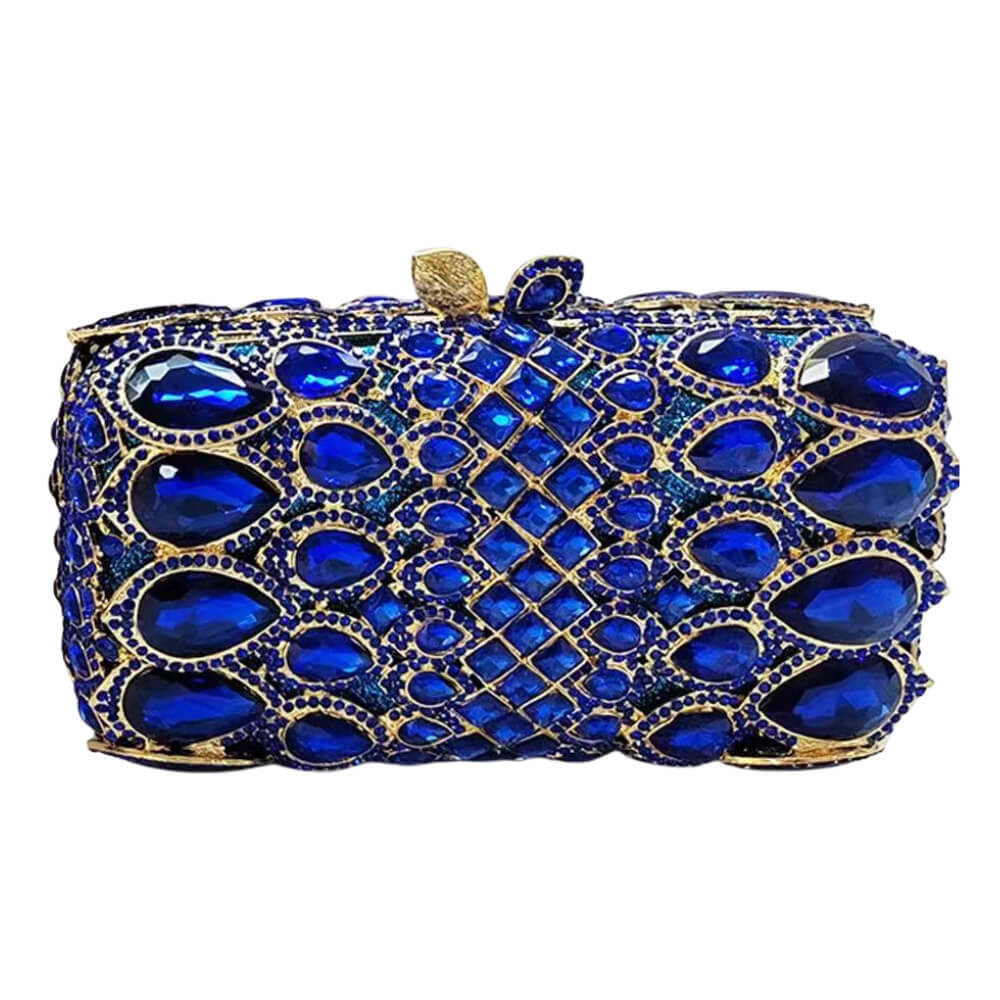 Rainora Droplets Rhinestone Clutch in Royal Blue - WAAMII