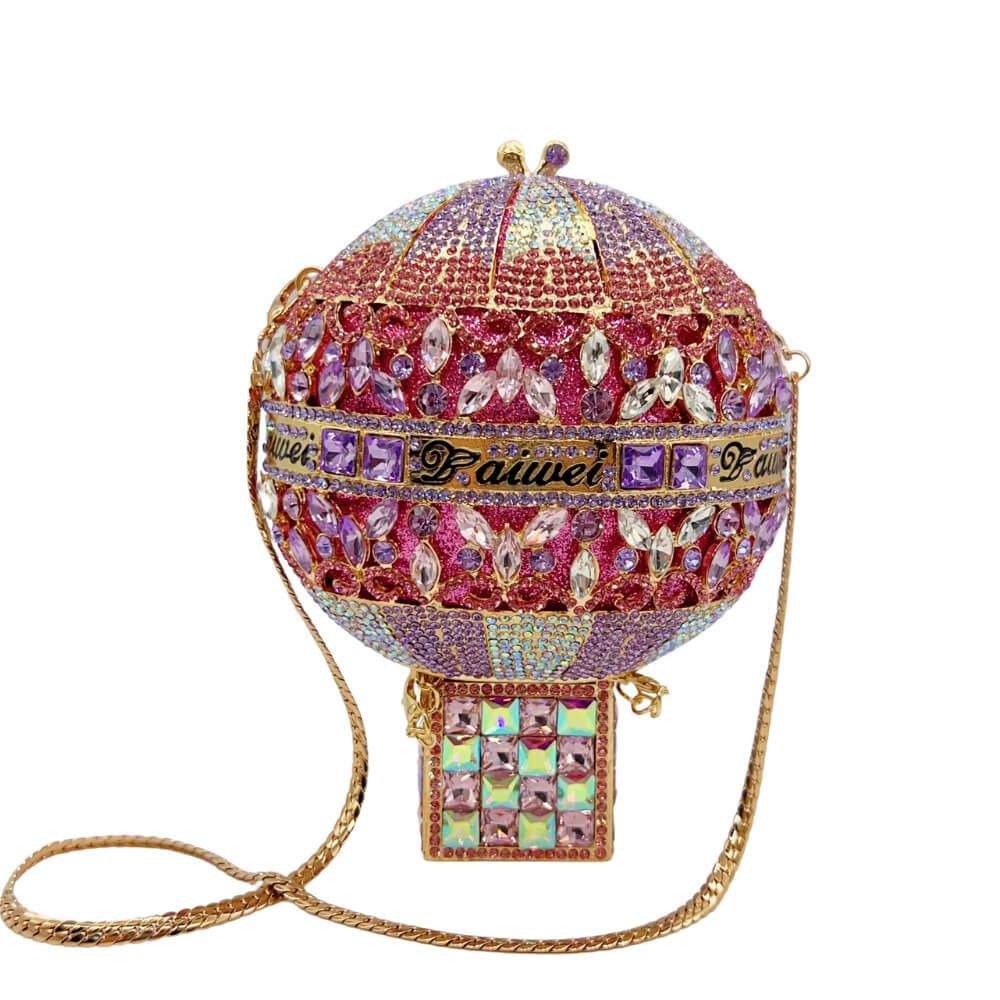 SkyLure Crystal Evening Clutch with Mini Basket in Pink Violet - WAAMII