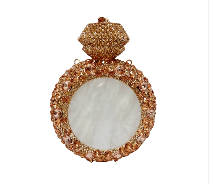 Jade Elixir Bottle-Shaped Crystal Clutch in Round Champagne - WAAMII