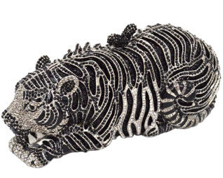 Crystal Tiger Rhinestone Clutch - Front view (10) - WAAMII