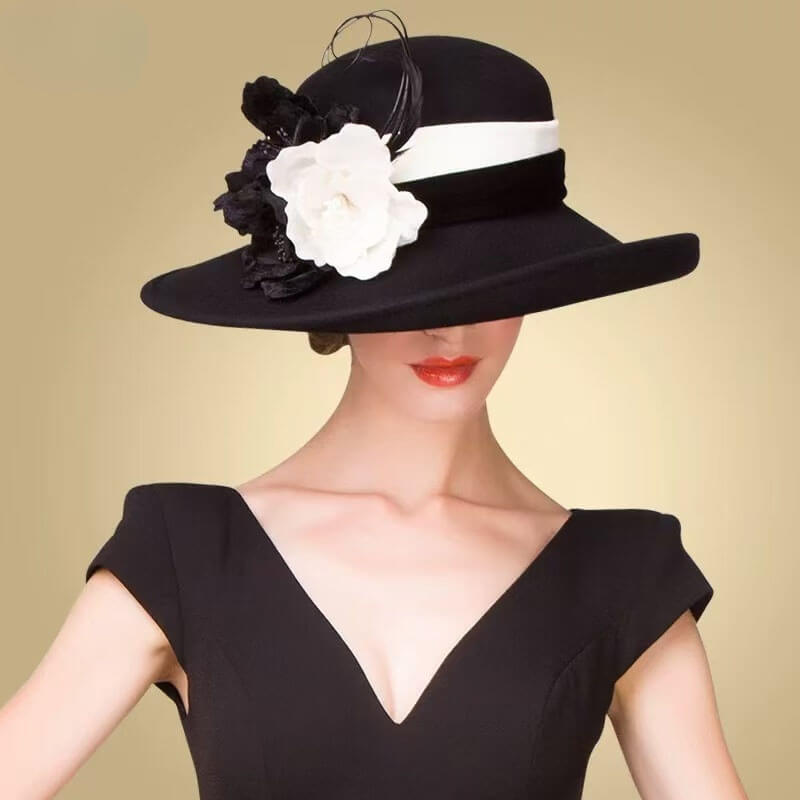 British Wide Brim Vintage Church Dress Hat - - Luxury Accessories by WAAMII
