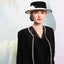 Black White Elegant Flat Brimmed Hat Wool Felt Fedoras - - Luxury Accessories by WAAMII