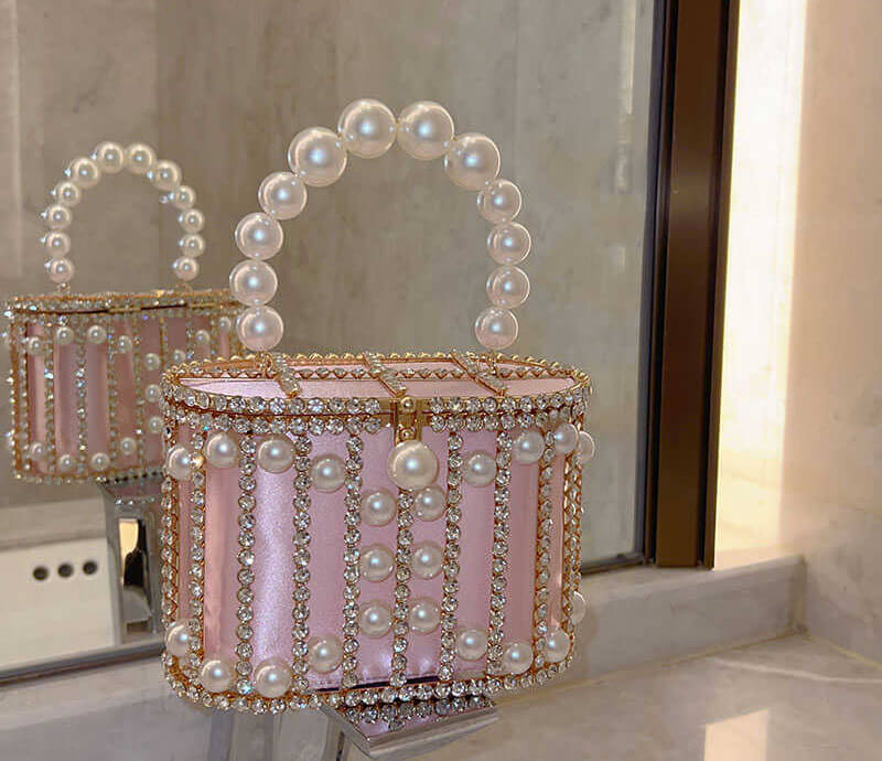 Lisa Pearl Beaded Clutch Bridal Handbag - - Luxury bags by WAAMII