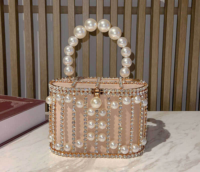 Lisa Pearl Beaded Clutch Bridal Handbag - - Luxury bags by WAAMII