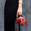 Designer Circular Velvet Evening Purse with Peony Embroidery-Maroon - - Luxury bags by WAAMII