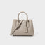 Gray genuine leather office tote bag front view