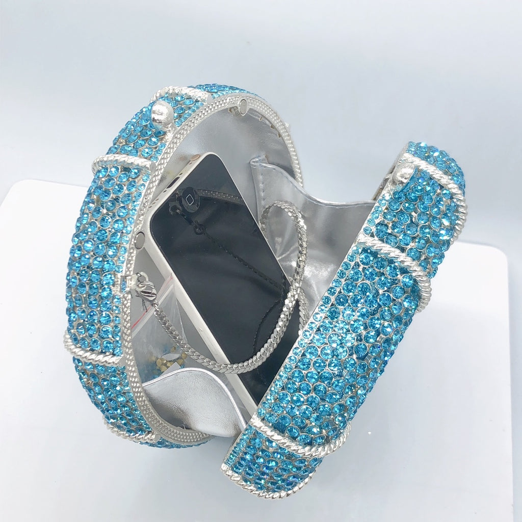 Rhinestone Crystal Unique Round Clutch - - Luxury bags by WAAMII