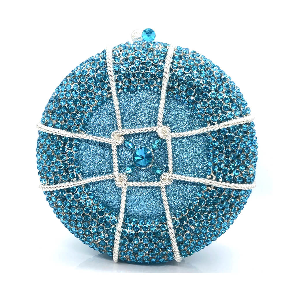 Rhinestone Crystal Unique Round Clutch - Lake blue - Luxury bags by WAAMII