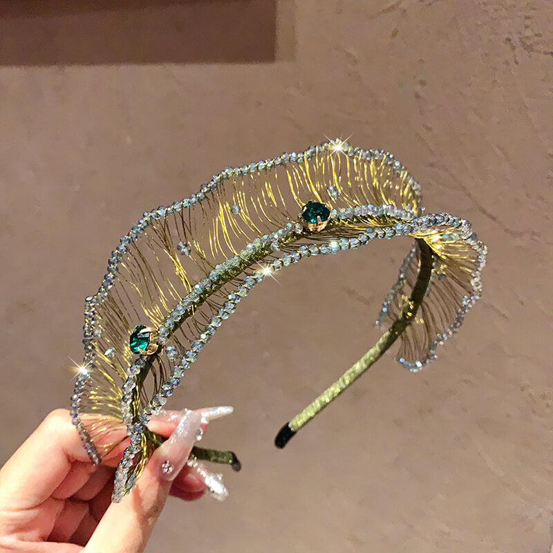 Luxury Handwoven Crystal Embellished Headband - Gold - Luxury Accessories by WAAMII