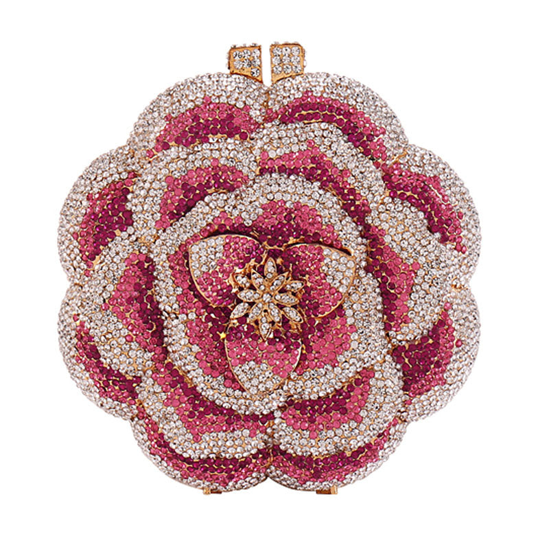 Rosalie Flower Shaped Clutch Rhinestone Purse - Light Pink - Luxury bags by WAAMII