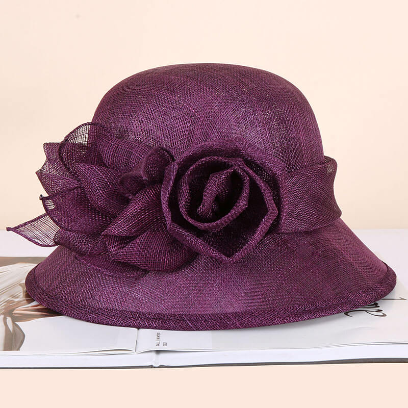 Purple Sinamay Hat – Floral Cloche Style for Women