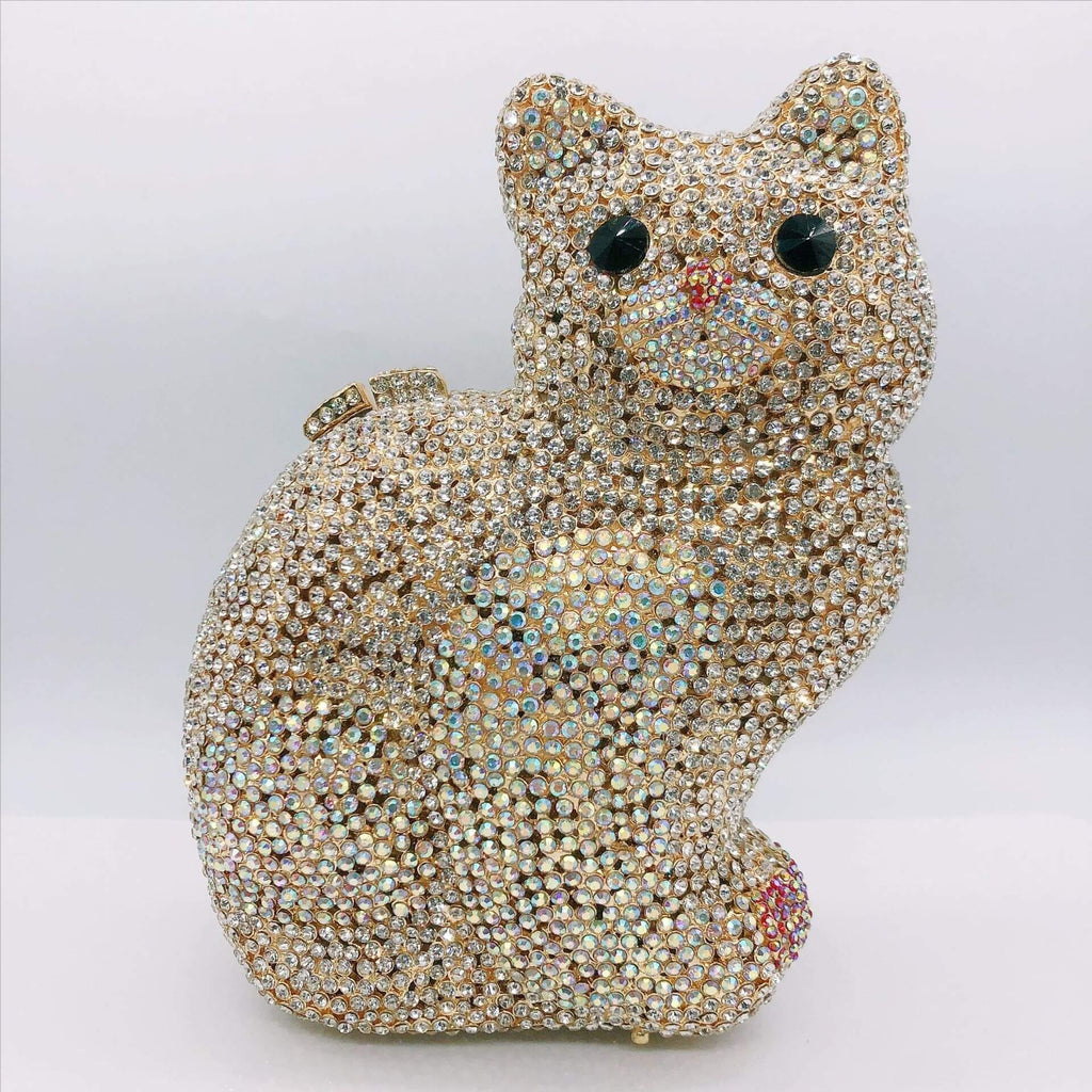 Sparkle Meow Kitty Rhinestone Clutch Purse