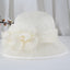 White Sinamay summer derby hat with flower accents and veil