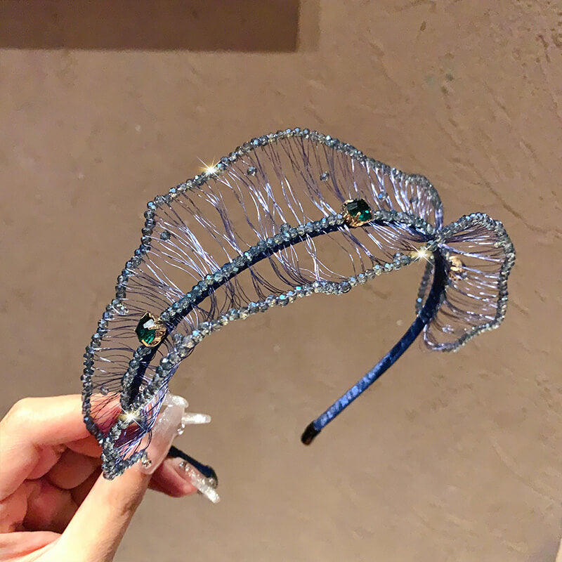 Luxury Handwoven Crystal Embellished Headband - Blue - Luxury Accessories by WAAMII
