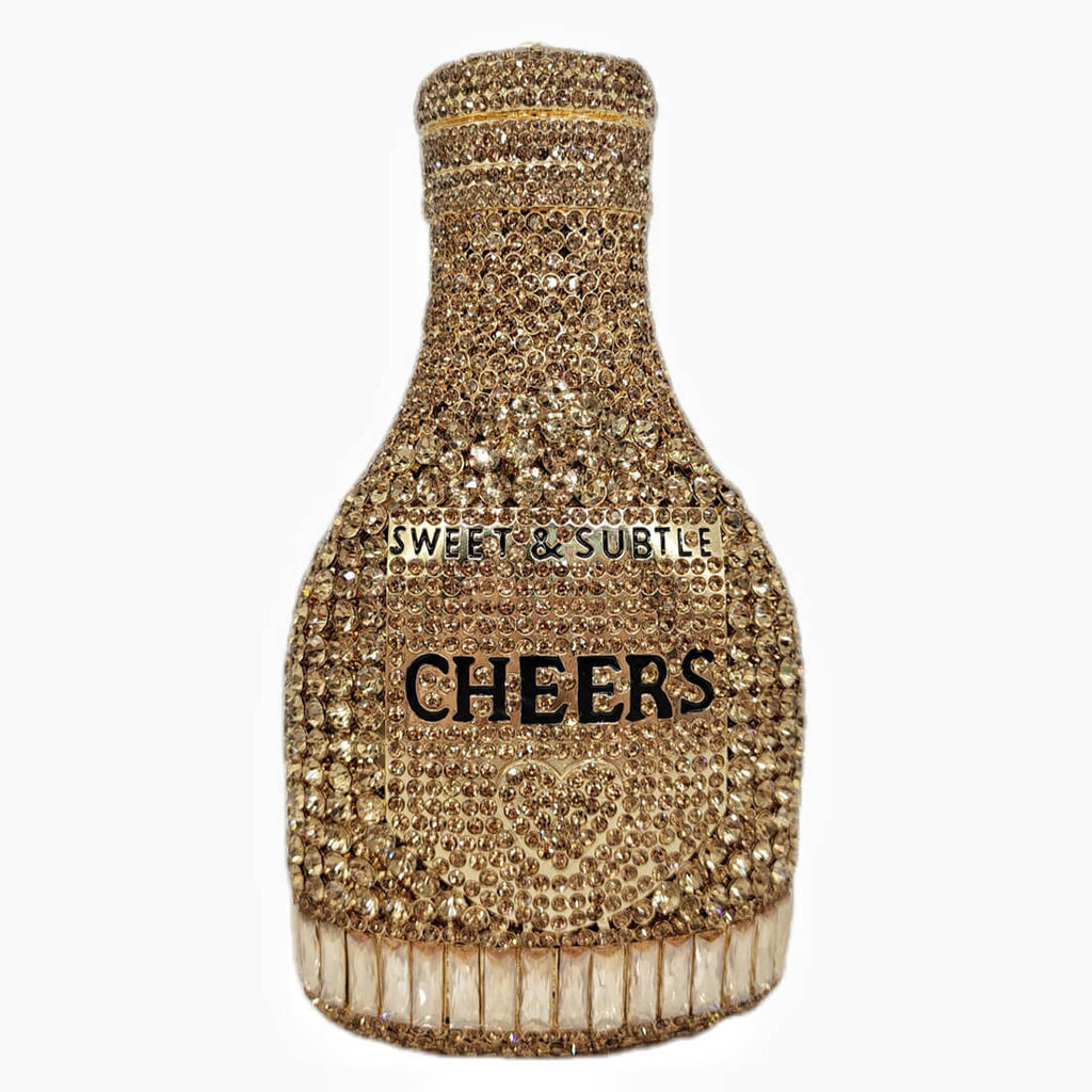 Crystal Champagne Bottle Clutch - Crystal yellow - Luxury bags by WAAMII