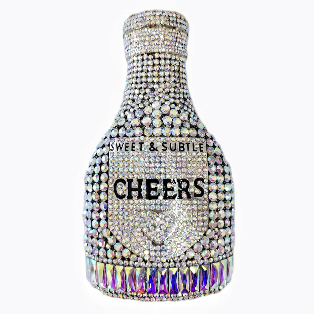 Crystal Champagne Bottle Clutch - Silver AB - Luxury bags by WAAMII