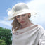 Model in White Fascinator Hat – Garden Party Outfit