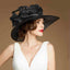 Wide Brim Women Organza Bucket Hat Fascinators Fedora Church Hat - Black/13cm brim - Luxury Accessories by WAAMII