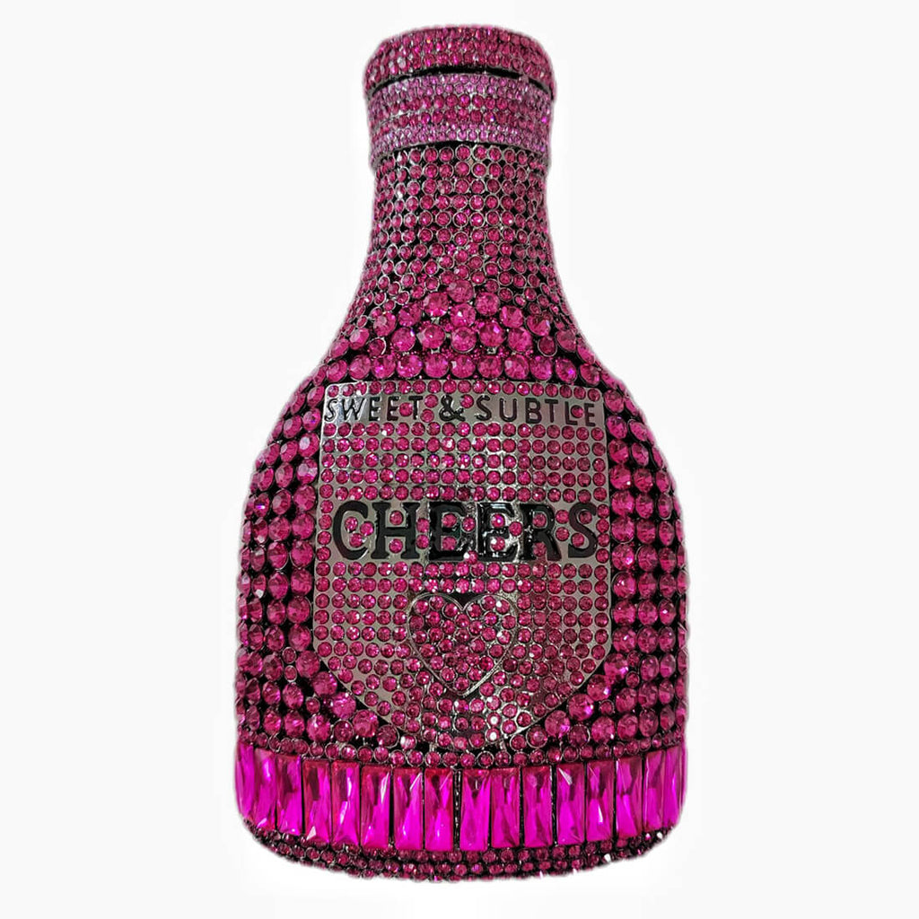 Crystal Champagne Bottle Clutch - Purplish-red - Luxury bags by WAAMII
