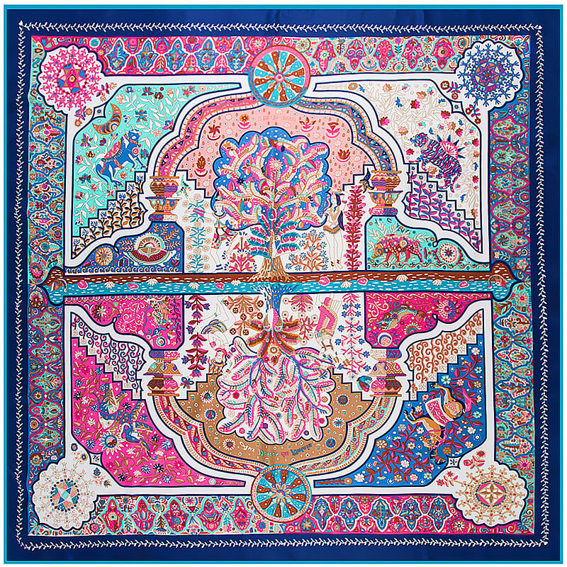 130*130CM 100% Imitation Silk Twill Silk Square Scarf Scarves Floral Tree Print Scarf-Multi Colors - - Luxury Accessories by WAAMII