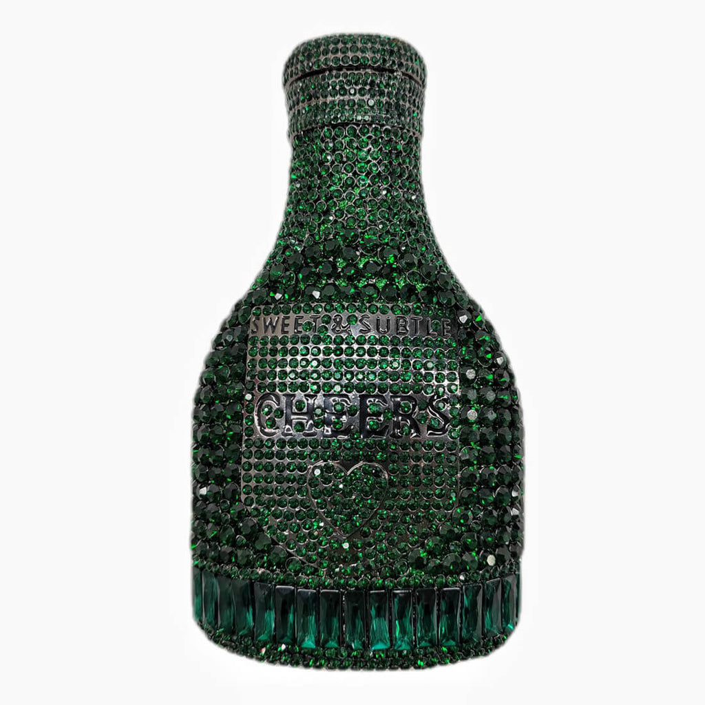 Crystal Champagne Bottle Clutch - Green 02 - Luxury bags by WAAMII