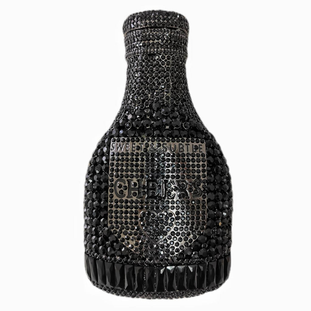 Crystal Champagne Bottle Clutch - Black - Luxury bags by WAAMII