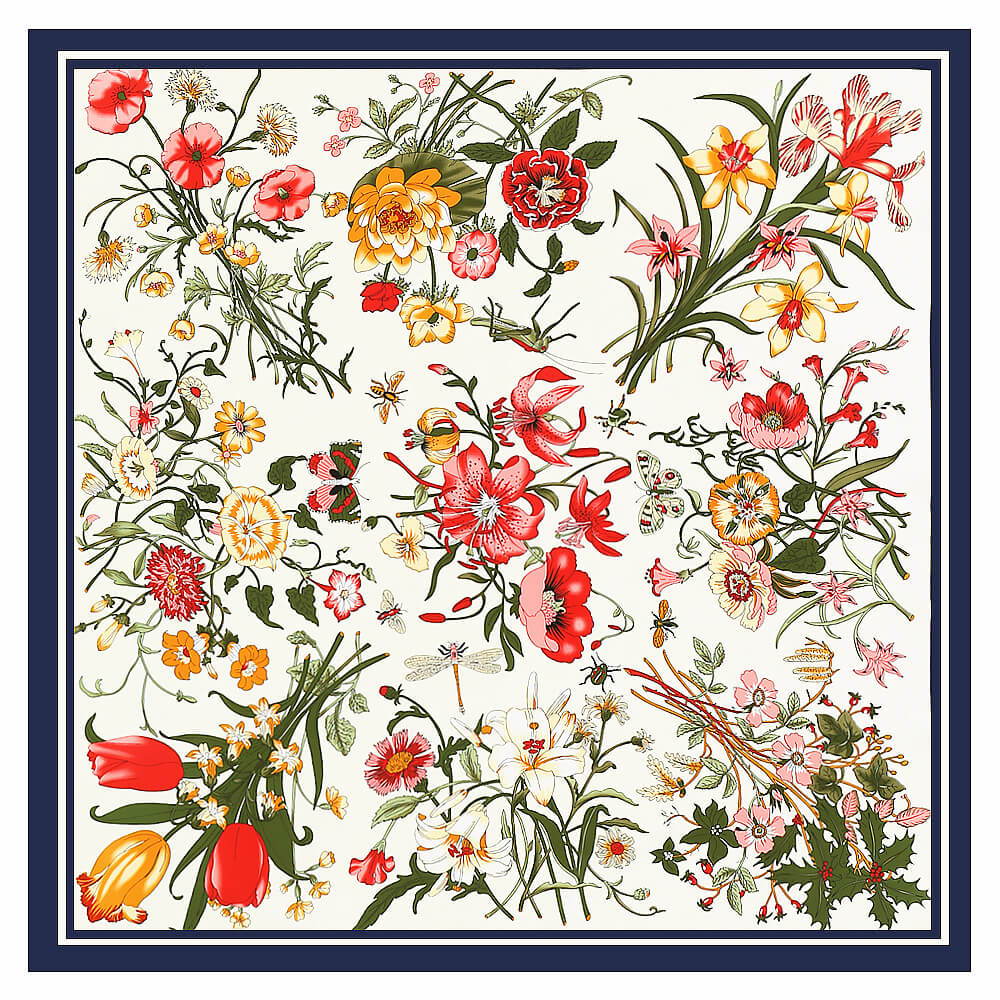 130*130CM 100% Imitation Silk Twill Silk Square Scarf Scarves Floral Tree Print Scarf-Multi Colors Accessories WAAMII