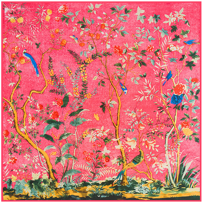 130*130CM 100% Imitation Silk Twill Silk Square Scarf Scarves Floral Tree Print Scarf-Multi Colors Accessories WAAMII