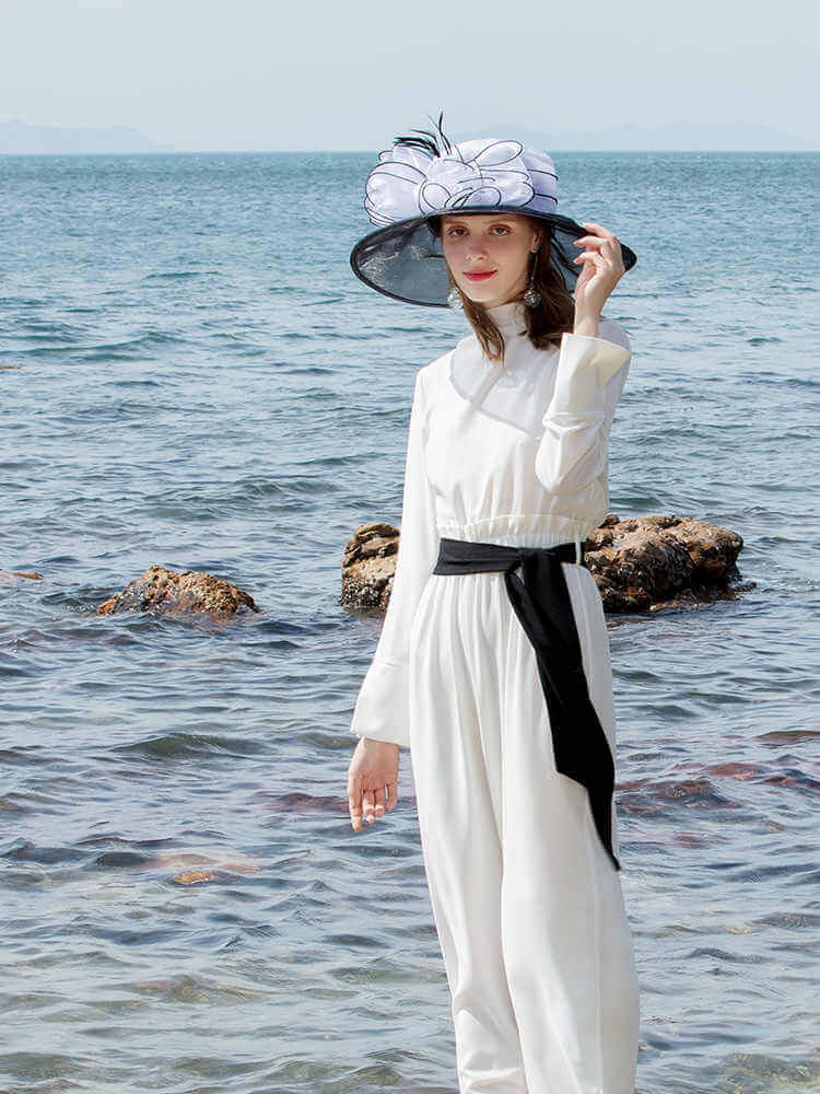 Wide Brim Women Organza Bucket Hat Fascinators Fedora Church Hat - - Luxury Accessories by WAAMII