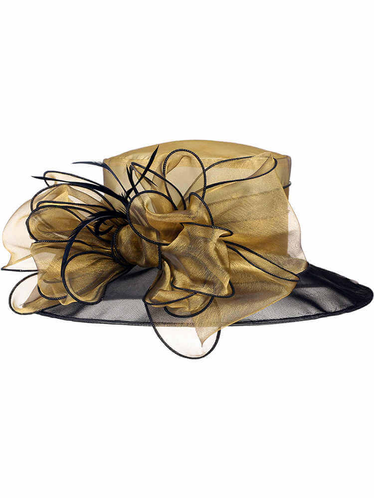 Wide Brim Women Organza Bucket Hat Fascinators Fedora Church Hat - - Luxury Accessories by WAAMII