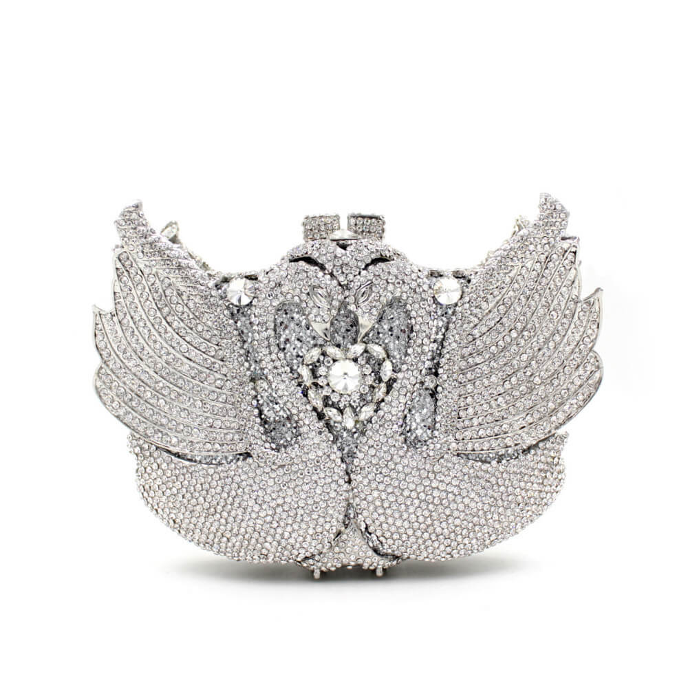 Swan Embrace Crystal Evening Clutch - Back view (5) - WAAMII