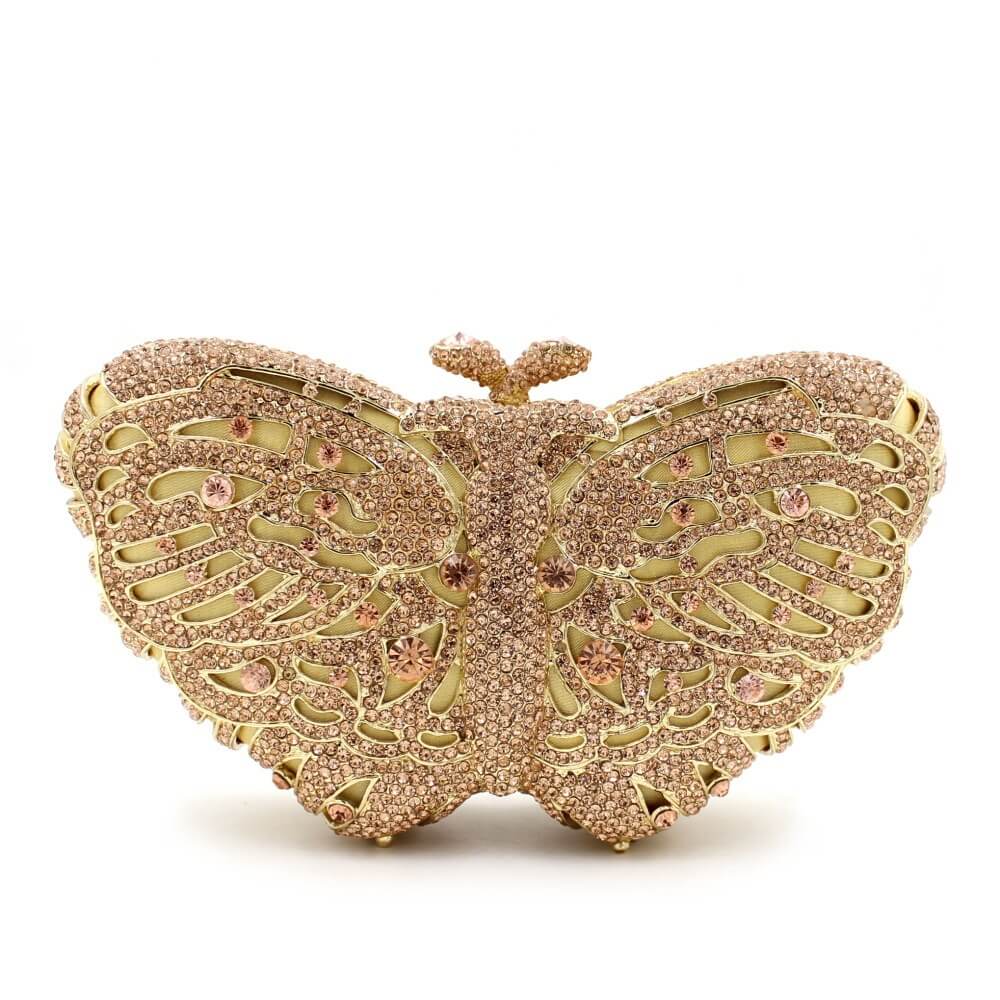 Aurora Butterfly Crystal Minaudière - Gold base gold diamond - WAAMII