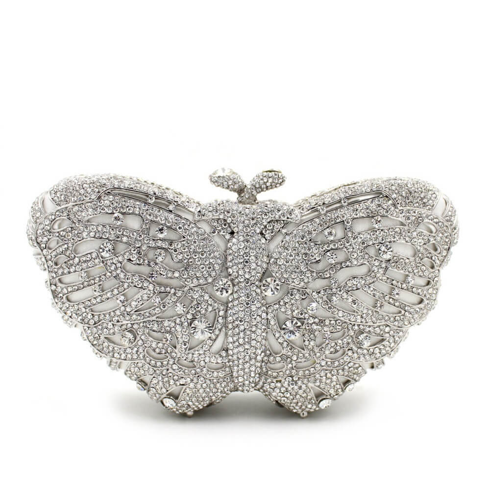 Aurora Butterfly Crystal Minaudière - silver - WAAMII