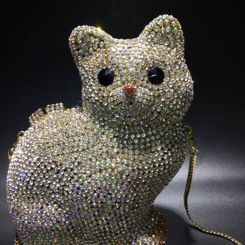 Sparkle Meow Kitty Rhinestone Clutch Purse - Front view (4) - WAAMII