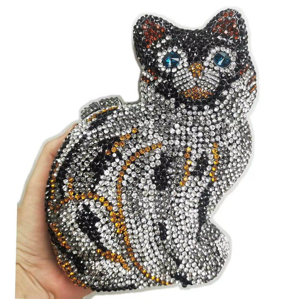 Sparkle Meow Kitty Rhinestone Clutch Purse - 详情-23 view - WAAMII