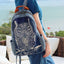 Owl Dyed and Embroidered Cotton Linen Backpack - Detailed shot (3) - WAAMII