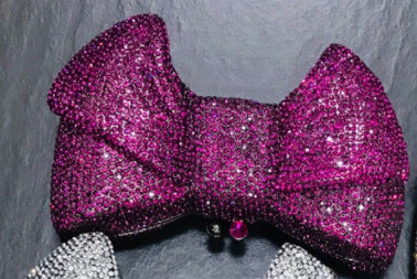 Crystal Butterfly Knot Clutch with Pearl Chain - Rose Red - Luxury bags by WAAMII