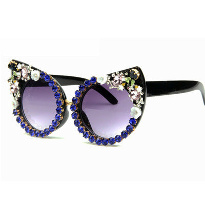 Oversize Red Crystal Rhinestone Sunglass - - Luxury Accessories by WAAMII