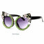 Oversize Red Crystal Rhinestone Sunglass - Green - Luxury Accessories by WAAMII