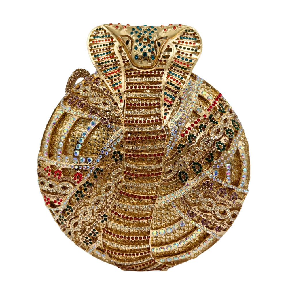 Cobra Round Rhinestone Clutch - Main View 01 - WAAMII