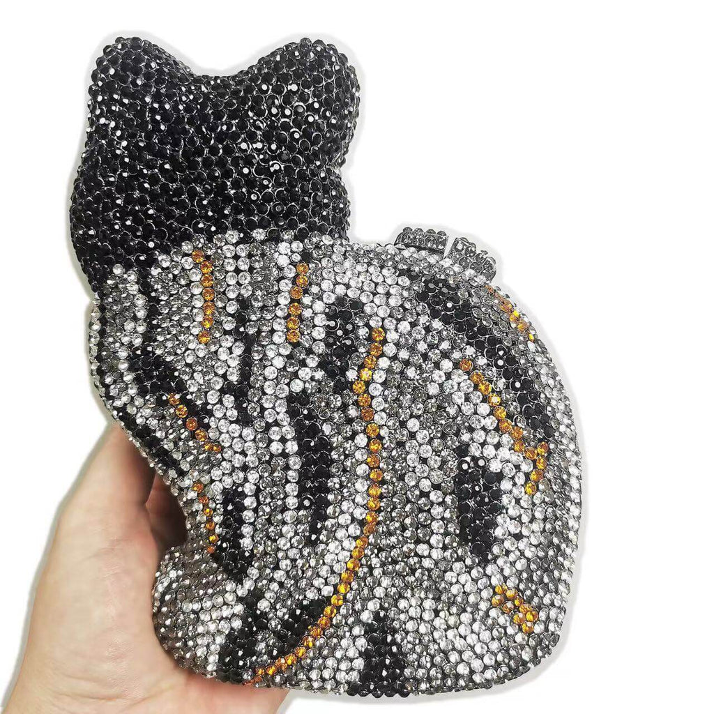 Sparkle Meow Kitty Rhinestone Clutch Purse - 详情-24 view - WAAMII